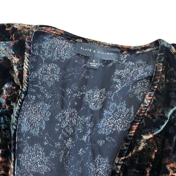 Slate & Willow Black Velvet Mini Tie Dress S - Picture 4 of 5